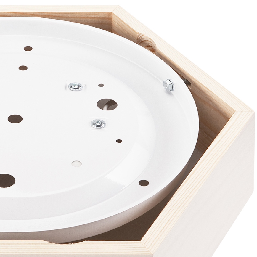 Ceiling light HEX 1xE27/60W/230V d. 32 cm pine white