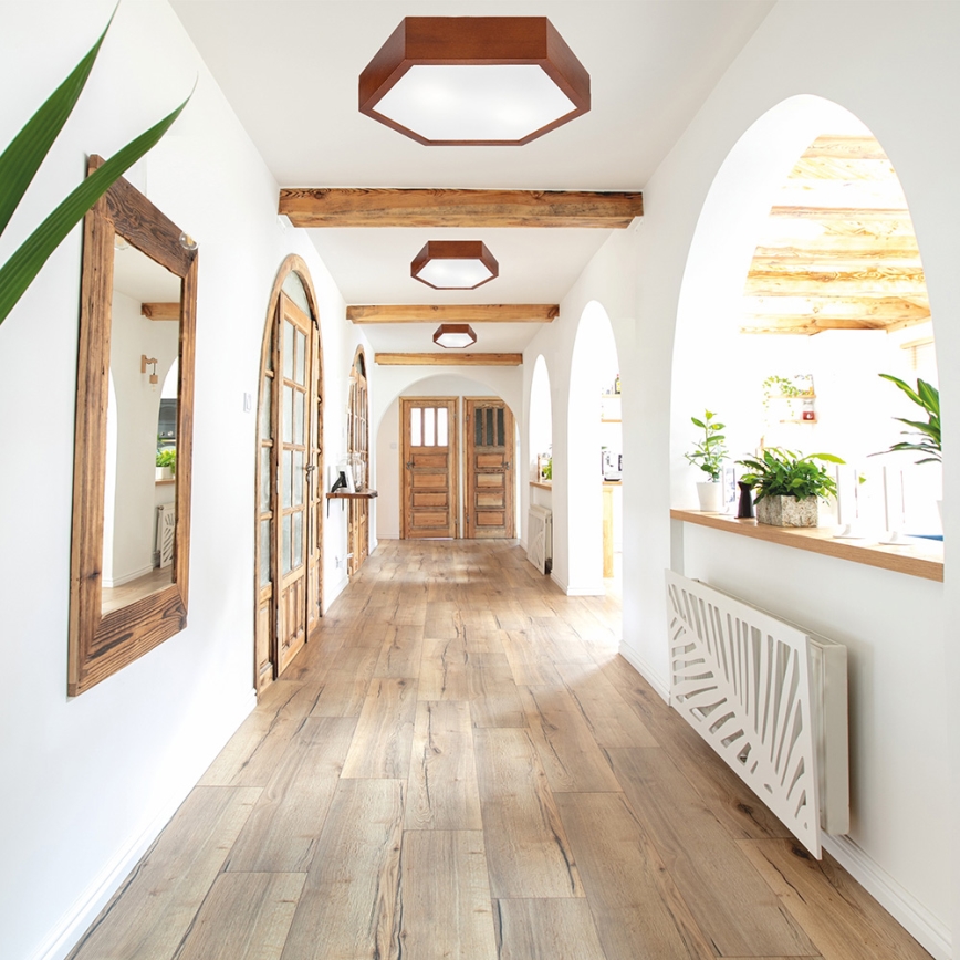 Ceiling light HEX 2xE27/60W/230V d. 43 cm pine brown