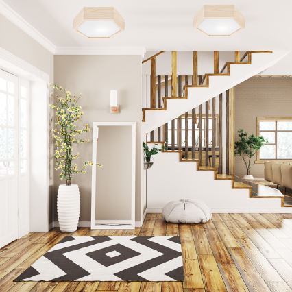 Ceiling light HEX NATURAL 1xE27/60W/230V d. 32 cm pine