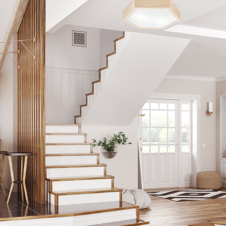 Ceiling light HEX NATURAL 2xE27/60W/230V d. 43 cm pine