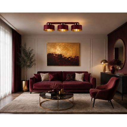 Ceiling light IGNIA 3xE27/60W/230V burgundy/gold