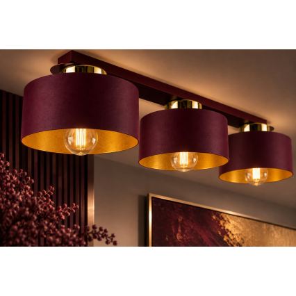 Ceiling light IGNIA 3xE27/60W/230V burgundy/gold