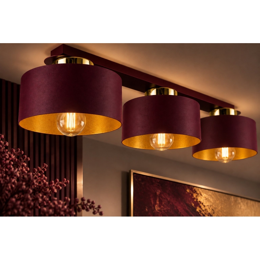 Ceiling light IGNIA 3xE27/60W/230V burgundy/gold