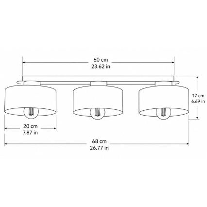 Ceiling light IGNIA 3xE27/60W/230V burgundy/gold