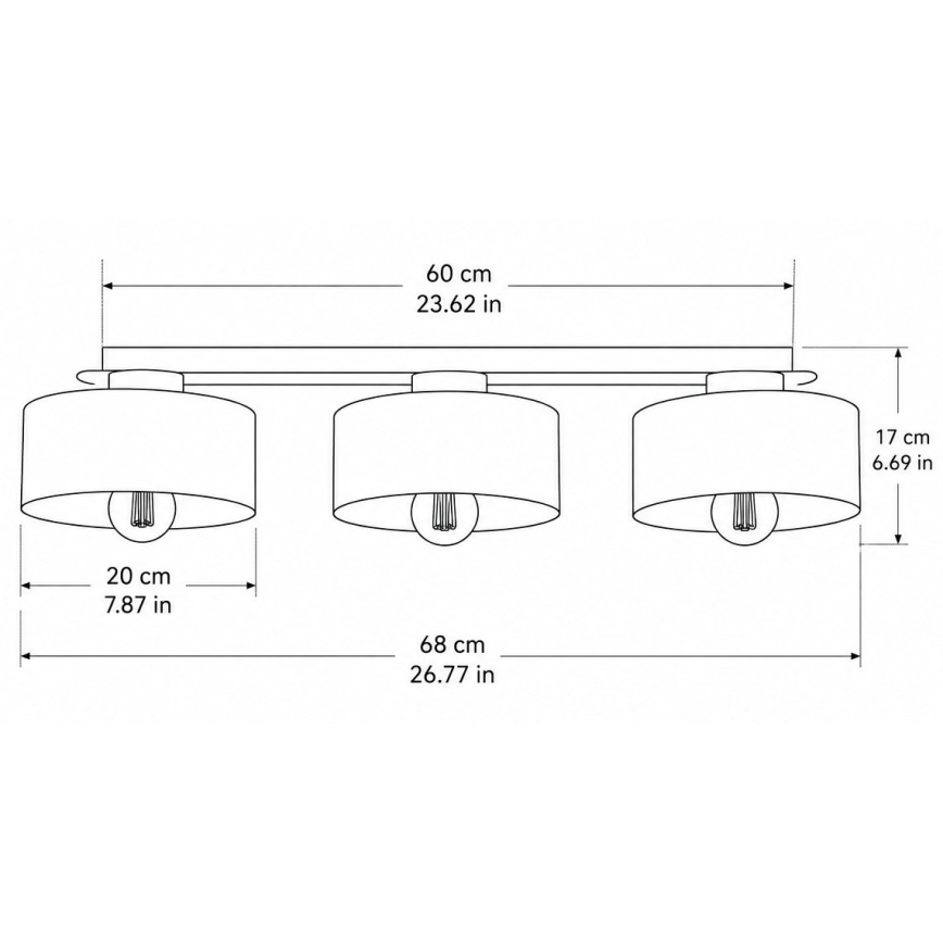 Ceiling light IGNIA 3xE27/60W/230V burgundy/gold