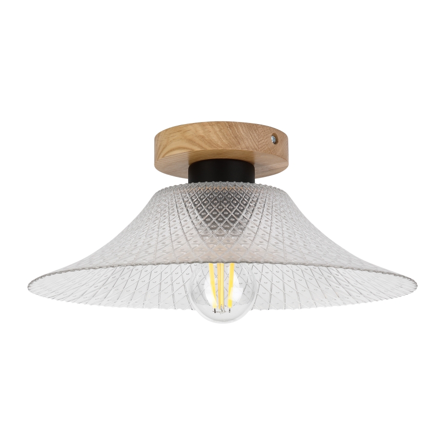 Ceiling light JULL WOOD 1xE27/15W/230V oak finish / clear glass, diameter 34 cm