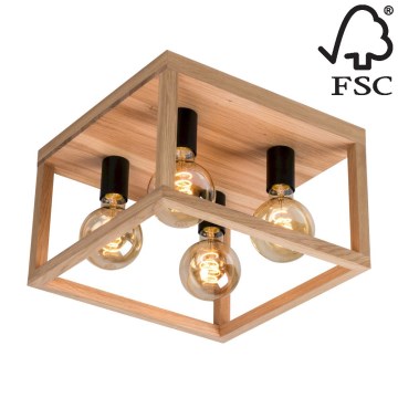 Ceiling light KAGO 4xE27/60W/230V matte oak - FSC certified