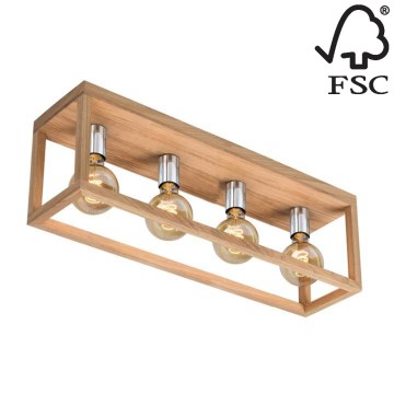 Ceiling light KAGO 4xE27/60W/230V matte oak - FSC certified
