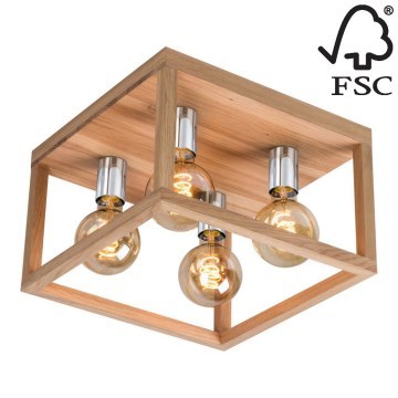 Ceiling light KAGO 4xE27/60W/230V oak - FSC certified