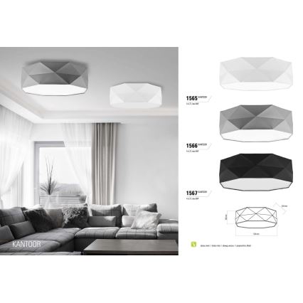 Ceiling light KANTOOR 4xE27/60W/230V white