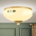 Ceiling light LANDHAUS 1xE27/60W/230V Ø 21 cm brass/beige/green