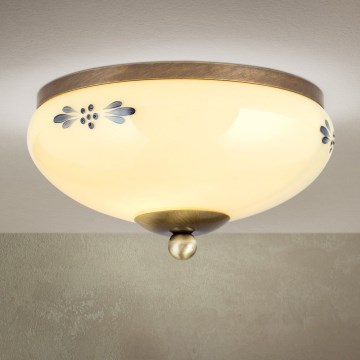 Ceiling light LANDHAUS 1xE27/60W/230V Ø 21 cm bronze/beige/blue