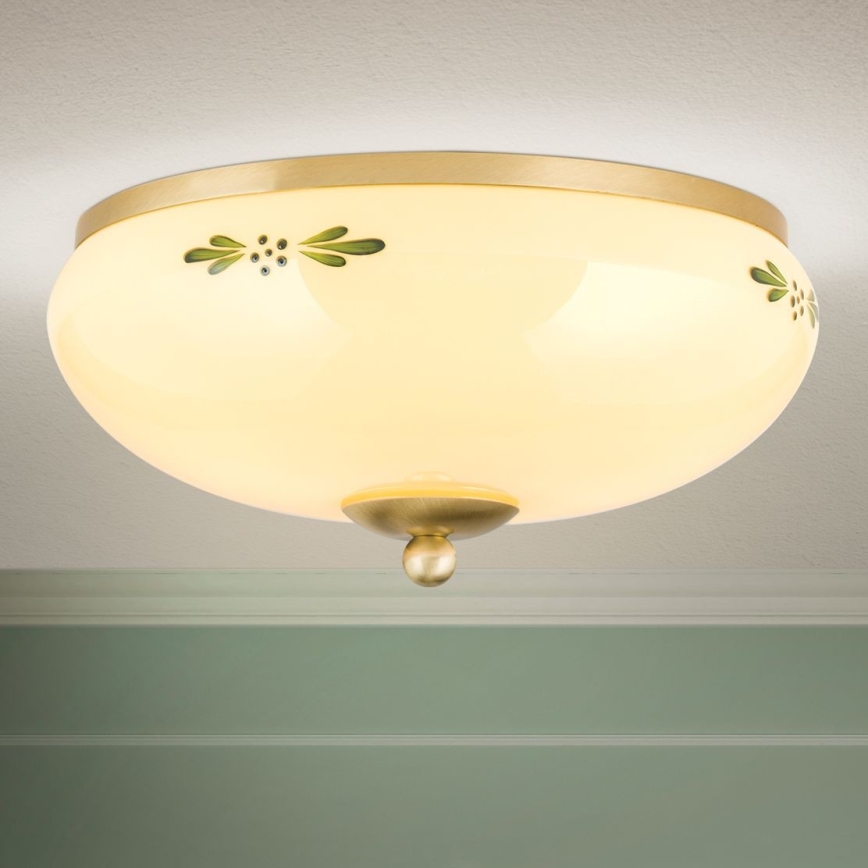 Ceiling light LANDHAUS 2xE27/60W/230V d. 28 cm brass/beige