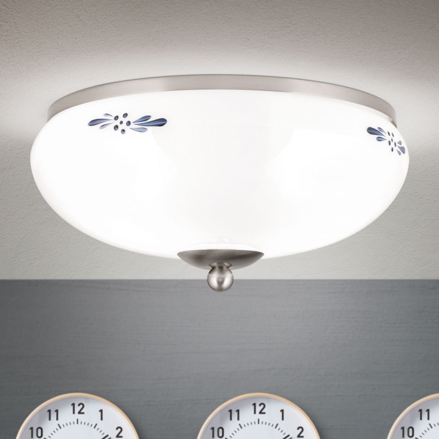 Ceiling light LANDHAUS 2xE27/60W/230V d. 28 cm matte chrome/white