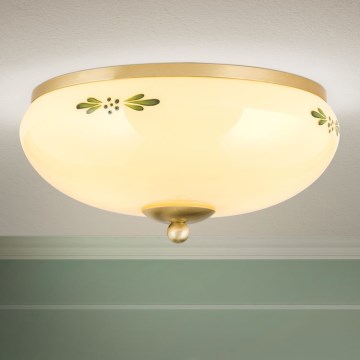 Ceiling light LANDHAUS 2xE27/60W/230V diam. 28 cm brass/beige/green