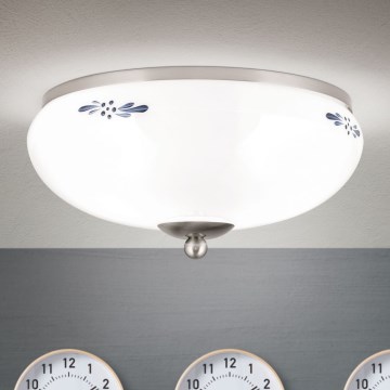 Ceiling light LANDHAUS 2xE27/60W/230V Ø 28 cm matte chrome/white/blue