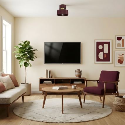 Ceiling light MARTI 1xE27/15W/230V pr. 20,5 cm burgundy/gold