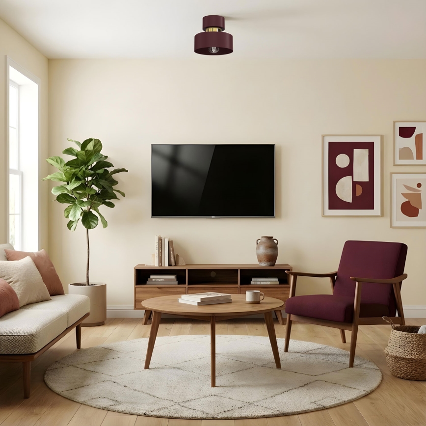 Ceiling light MARTI 1xE27/15W/230V pr. 20,5 cm burgundy/gold