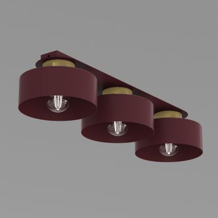 Ceiling light MARTI 3xE27/15W/230V 68x20,5 cm burgundy/gold
