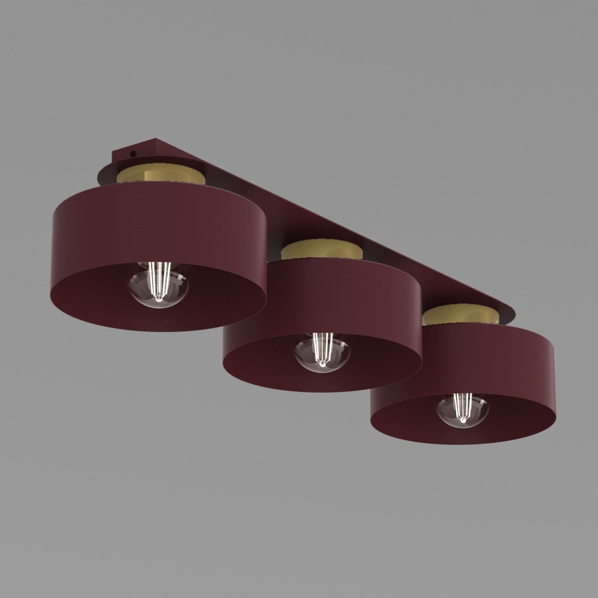 Ceiling light MARTI 3xE27/15W/230V 68x20,5 cm burgundy/gold