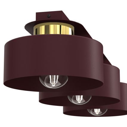 Ceiling light MARTI 3xE27/15W/230V 68x20,5 cm burgundy/gold