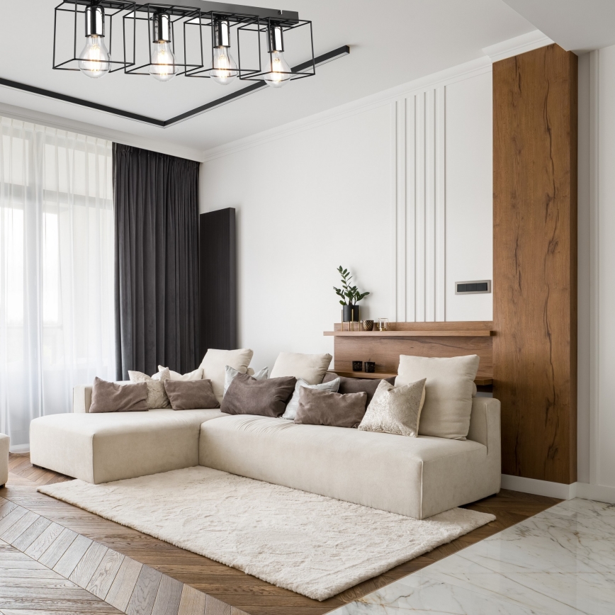 Ceiling light MIKA 4xE27/60W/230V 61 cm black/shiny chrome