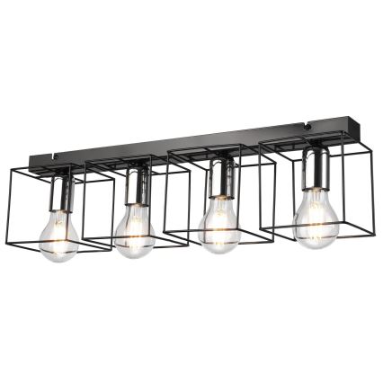 Ceiling light MIKA 4xE27/60W/230V 61 cm black/shiny chrome