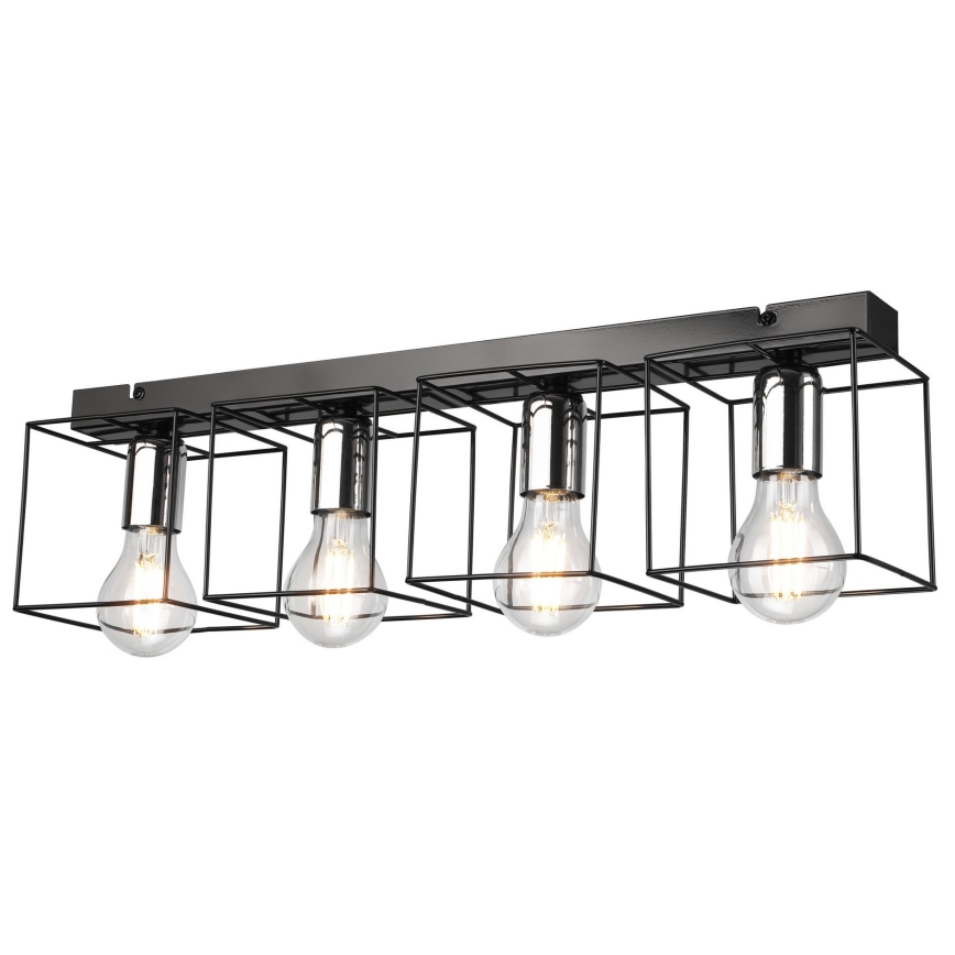 Ceiling light MIKA 4xE27/60W/230V 61 cm black/shiny chrome