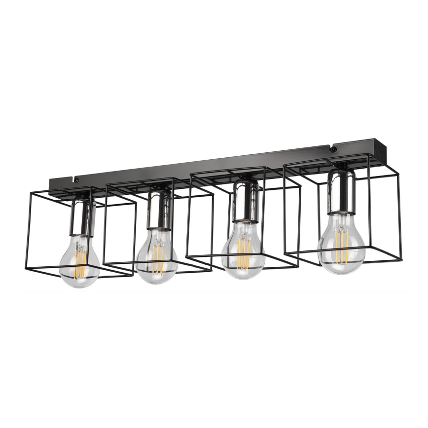 Ceiling light MIKA 4xE27/60W/230V 61 cm black/shiny chrome