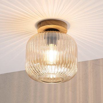 Ceiling light MILOU WOOD 1xE27/15W/230V oak/smoky beige Ø 20 cm