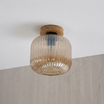 Ceiling light MILOU WOOD 1xE27/15W/230V oak/smoky beige Ø 20 cm
