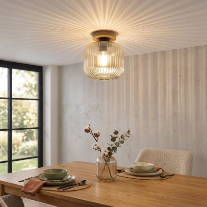 Ceiling light MILOU WOOD 1xE27/15W/230V oak/smoky beige Ø 20 cm