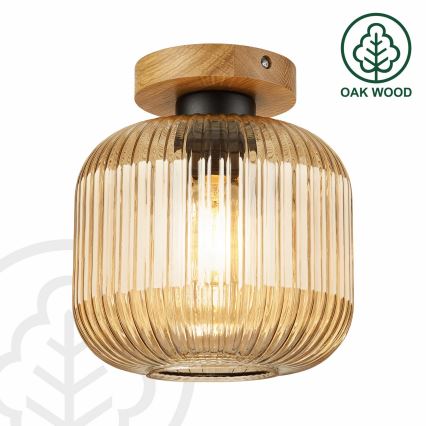 Ceiling light MILOU WOOD 1xE27/15W/230V oak/smoky beige Ø 20 cm