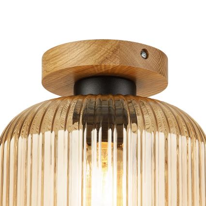 Ceiling light MILOU WOOD 1xE27/15W/230V oak/smoky beige Ø 20 cm