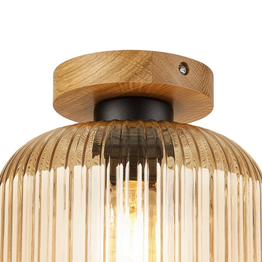 Ceiling light MILOU WOOD 1xE27/15W/230V oak/smoky beige Ø 20 cm