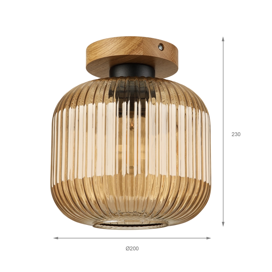 Ceiling light MILOU WOOD 1xE27/15W/230V oak/smoky beige Ø 20 cm