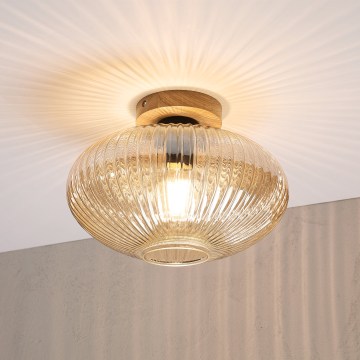 Ceiling light MILOU WOOD 1xE27/15W/230V oak/smoky beige Ø 29 cm
