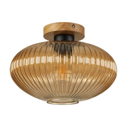 Ceiling light MILOU WOOD 1xE27/15W/230V oak/smoky beige Ø 29 cm