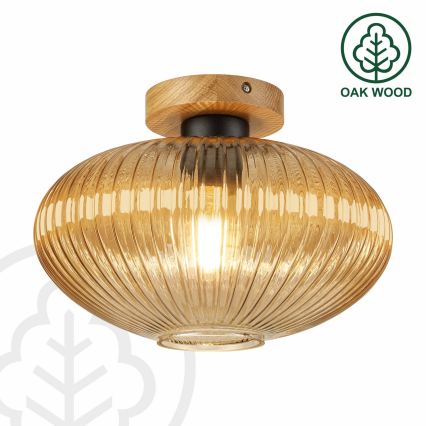 Ceiling light MILOU WOOD 1xE27/15W/230V oak/smoky beige Ø 29 cm