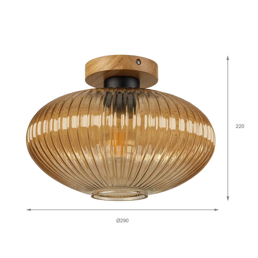 Ceiling light MILOU WOOD 1xE27/15W/230V oak/smoky beige Ø 29 cm