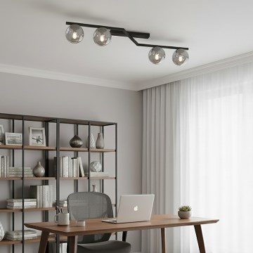 Ceiling light NATON 4xE14/10W/230V black/smoked