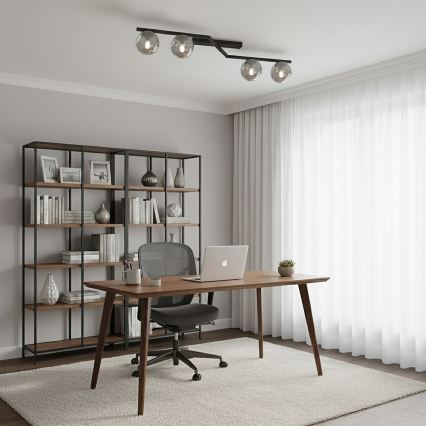 Ceiling light NATON 4xE14/10W/230V black/smoked