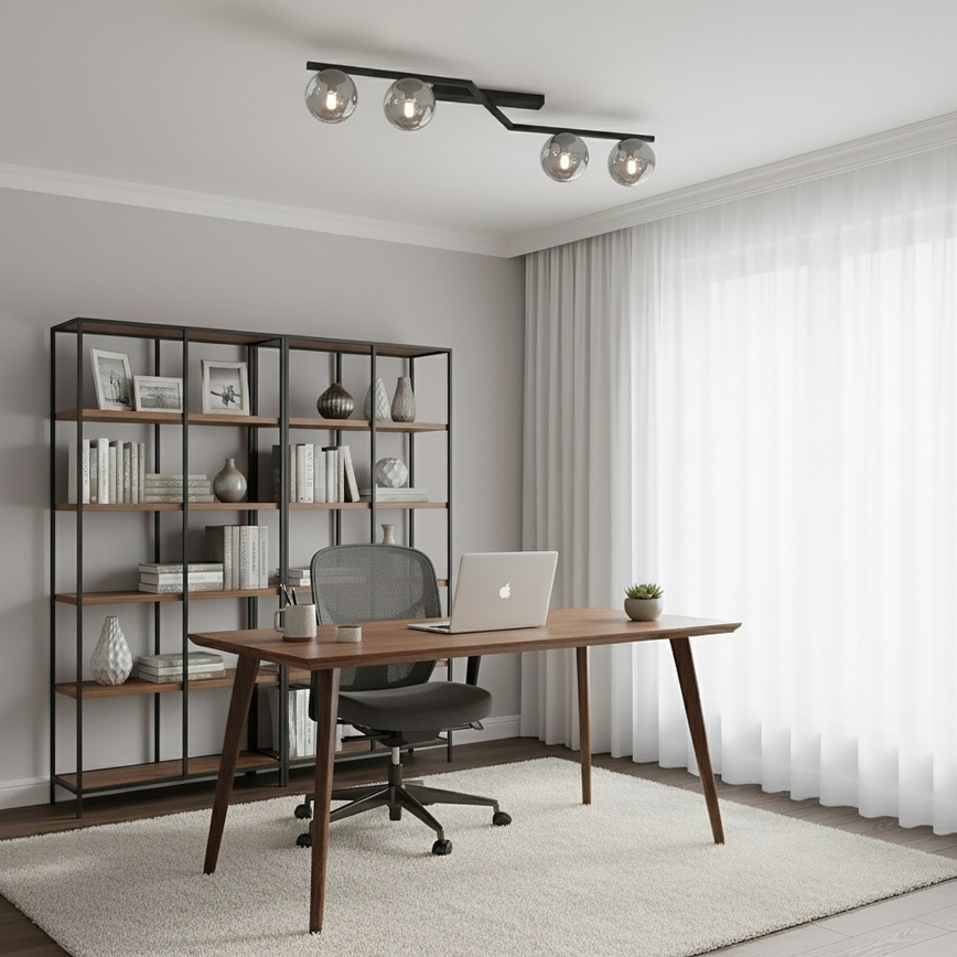 Ceiling light NATON 4xE14/10W/230V black/smoked