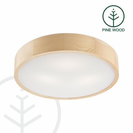 Ceiling light NATURAL 3×E27/60W/230V Ø 47.5 cm pine