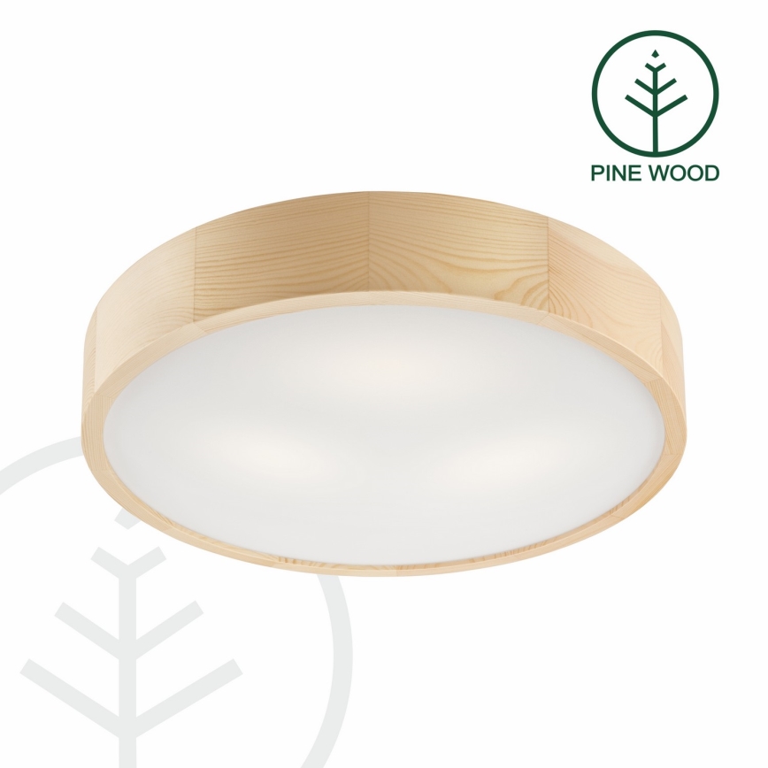 Ceiling light NATURAL 3×E27/60W/230V Ø 47.5 cm pine