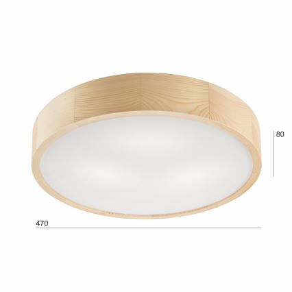 Ceiling light NATURAL 3×E27/60W/230V Ø 47.5 cm pine