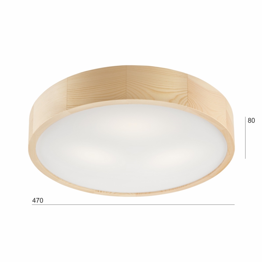 Ceiling light NATURAL 3×E27/60W/230V Ø 47.5 cm pine