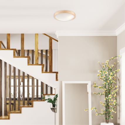 Ceiling light NATURAL SLIM 2xE27/60W/230V ø 37 cm pine