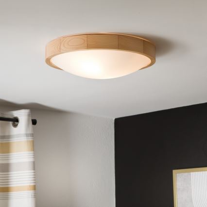 Ceiling light NATURAL SLIM 2xE27/60W/230V ø 37 cm pine