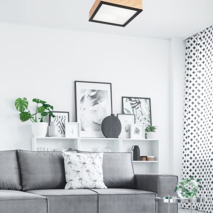 Ceiling light NATURAL SQUARE 2xE27/15W/230V 31x31 cm pine/black